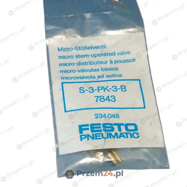 Festo-S-3-PK-3-B-7843-Micro-Stem-operated-Valve-New-in-box