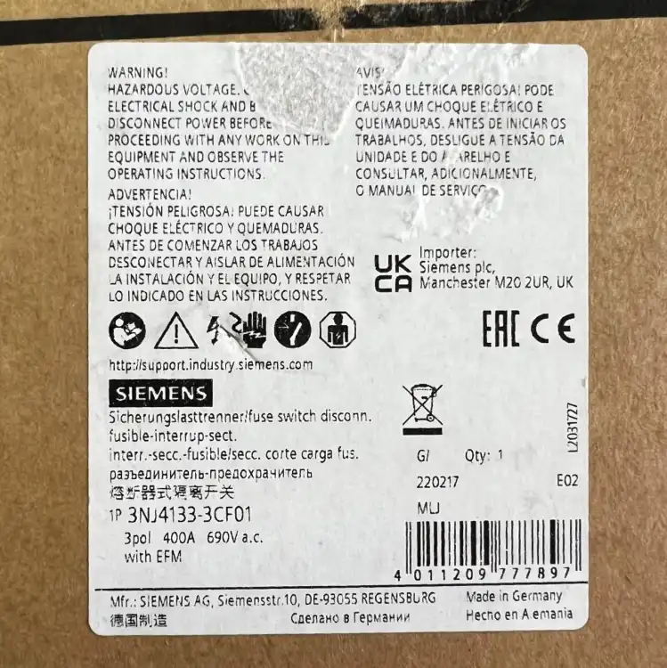 Siemens-3NJ4133-3CF01-In-line-Fuse-Switch-Disconnector-New-in-box-5