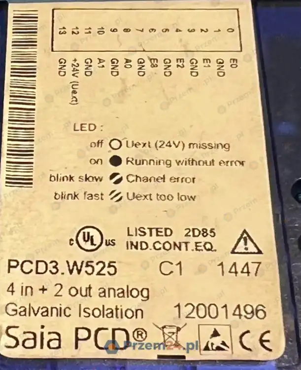 Saia-PCD3.W525-Analog-Combined-Input-Output-Module-4-in-+-2-out-analog-Used-4