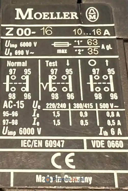 Moeller-Z00-16-Z0016-Overload-Contact-10-16A-Used-4