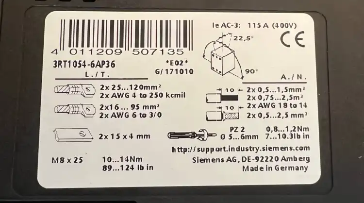 SIEMENS-3RT1054-6AP36-Contactor-55KW-400V-AC-3-New-in-box-5