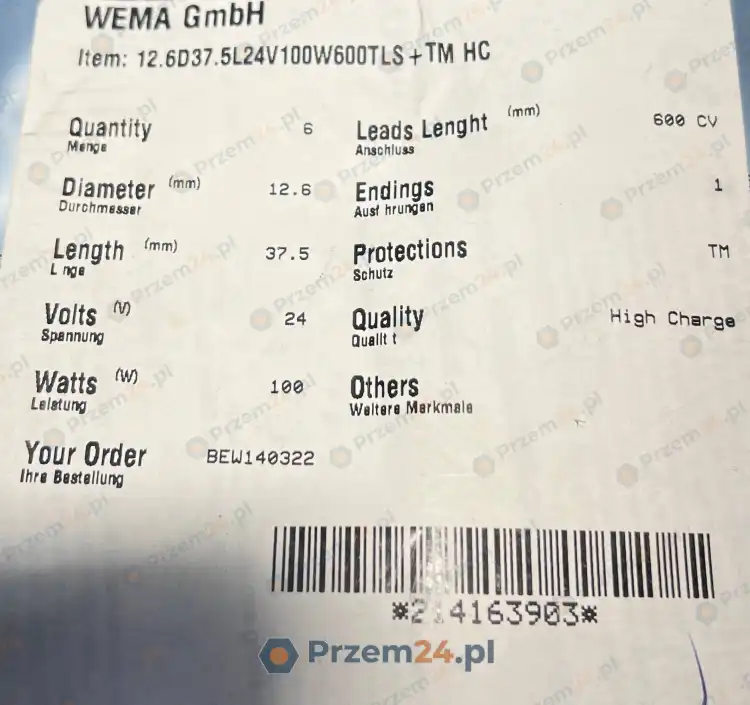 WEMA-12.6D37.5L24V100W600TLS+TM-HC-New-in-box-4