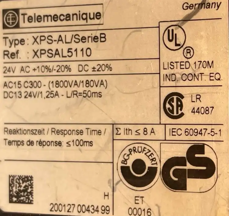 Telemanique-XPS-AL-Serie-B-XPSAL5110-Safety-relay-24V-AC-Used-4