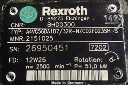 Rexroth-A4VG56DA1D7-32R-NZC02F023SH-S-(2151025-BHD0300)-Hydraulic-Pump