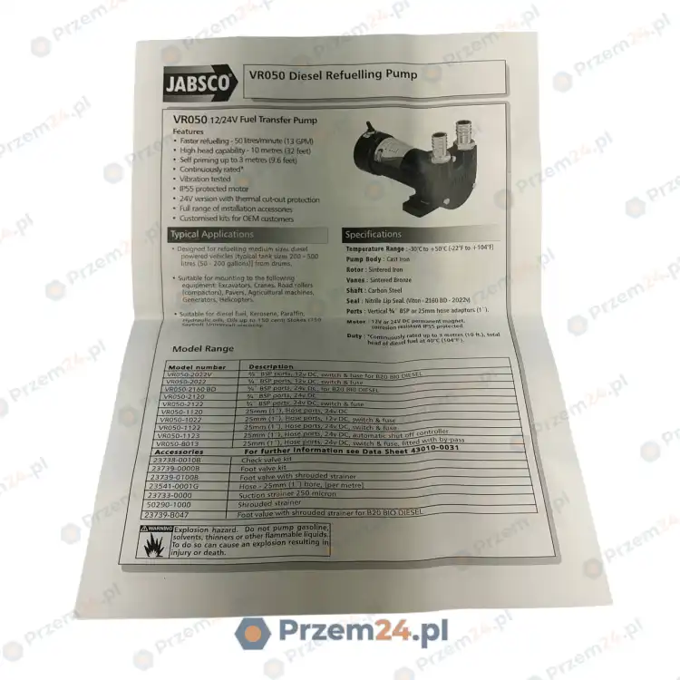Jabsco-VR050-2022V-(Yanmar-5531001007)-12-volt-fuel-pump,-50-l-min-Terex-TW70-4