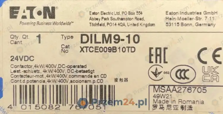 Eaton-DILM9-10-XTCE009B10TD-Contactor-4kW-400V-24VDC-3