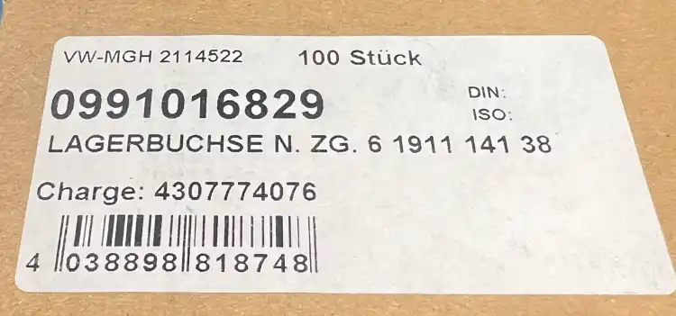 0991016829-LAGERBUCHSE-N.-ZG.-6-1911-141-38-Bushing-(Pack-100-pieces)-New-9