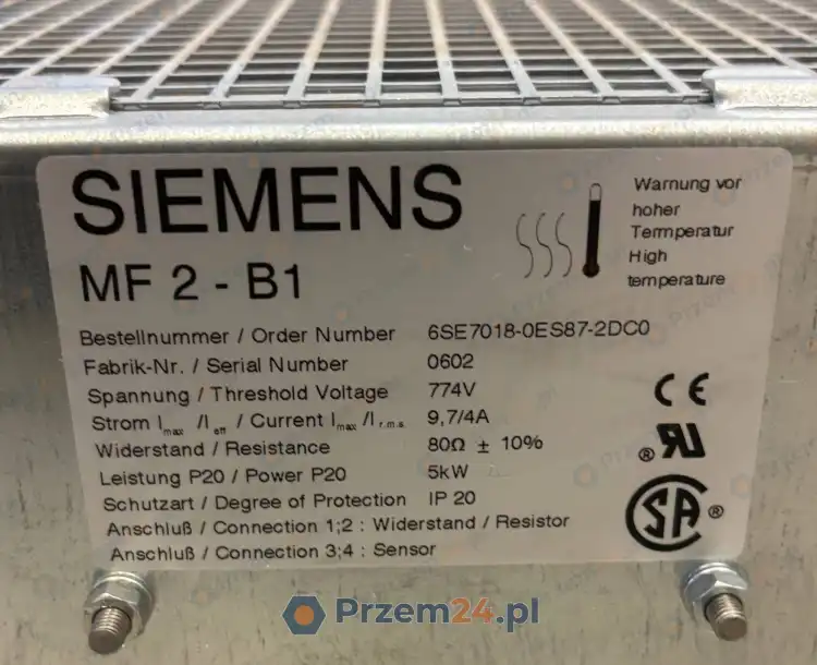 Siemens-6SE7018-0ES87-2DC0-Brake-Resistor-774V-5kW-6