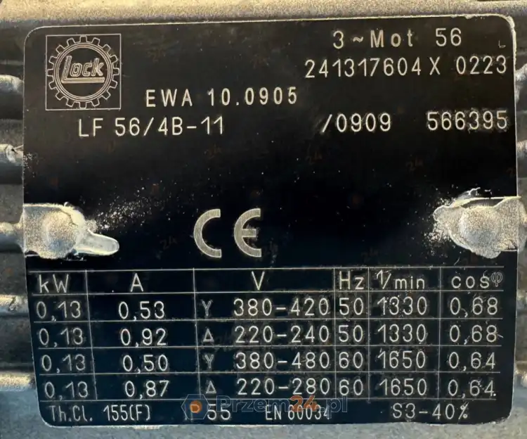 Lock-EWA-10.0905-Worm-Gear-Motor-We06-400V-END20.20-0.13kW-5.6rpm-5