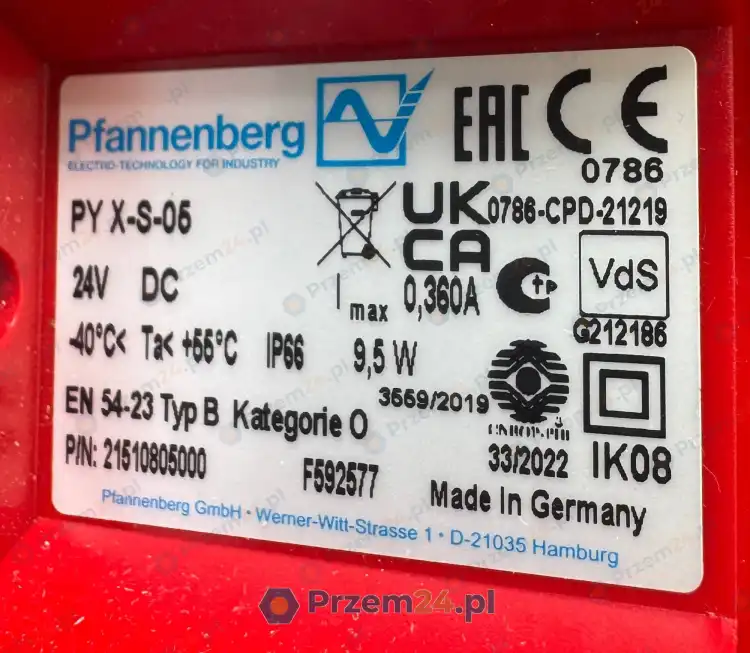 Pfannenberg-PY-X-S-05-21510805000-Xenon-Flashing-Beacon-24V-DC-Red-4