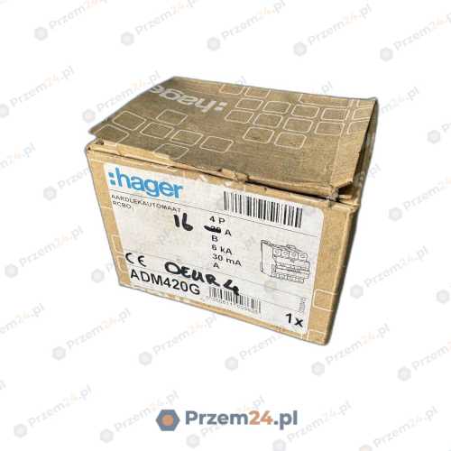 Hager-ADM466G-Residual-Current-Breaker-RCBO-4P-C16-30mA-Class-A-6kA