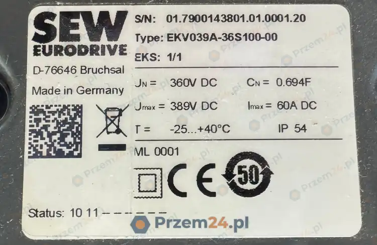 SEW-EURODRIVE-EKV039A-36S100-00-PowerCap-Energy-Storage-Module-360V-DC-0.694F-5