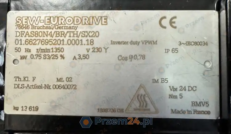 SEW-EURODRIVE-PSBF522-DFAS80N4-BR-TH-SX20-Planetary-Gearmotor-0.75kW-i=70-7